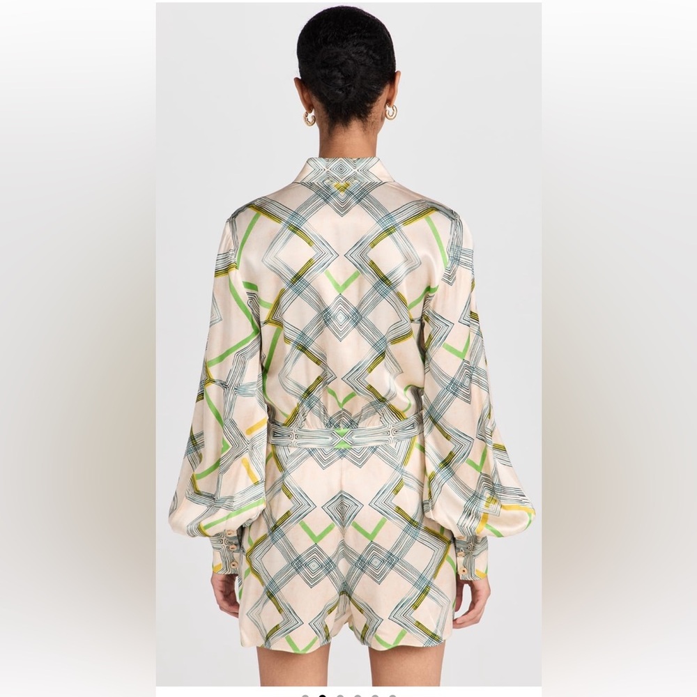 Alexis Geometric Print Jumpsuit - Green, Yellow, Cream - Picture 3 of 8